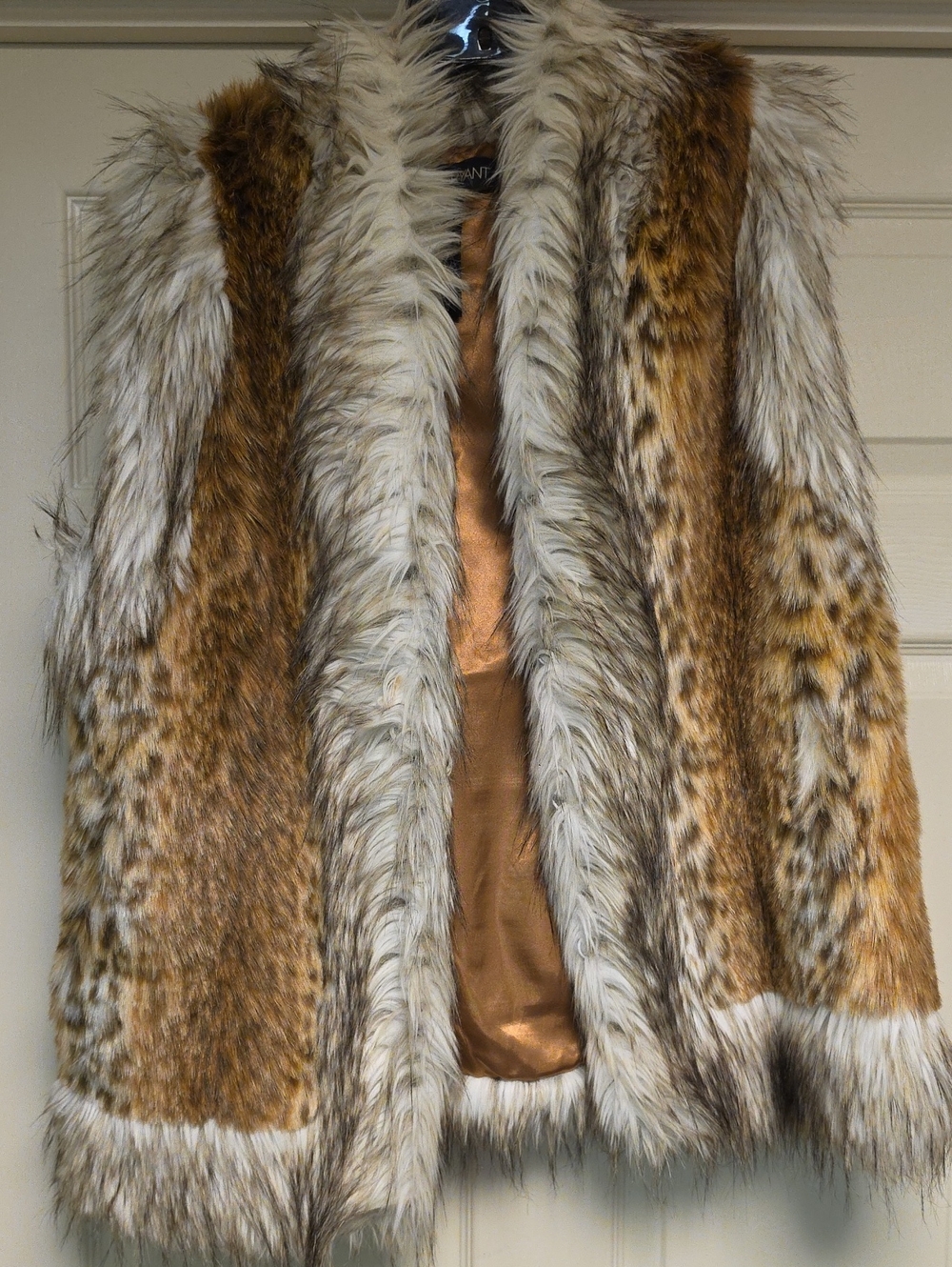 Lane Bryant Tan and Cream Faux Fur Teddy Jacket